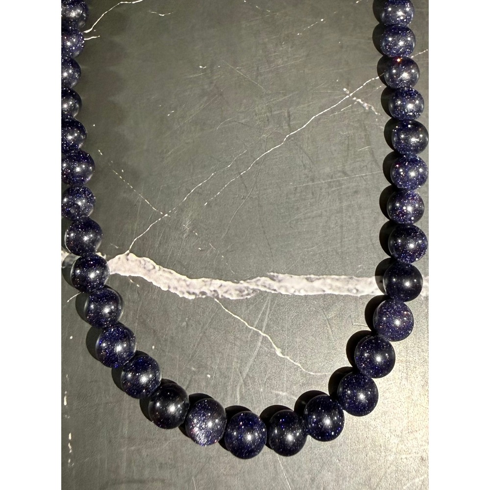 Blue Goldstone Beaded 32in Galaxy Necklace Elastic Thread